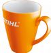 Оранжевая чашка с логотипом. 34493 фото